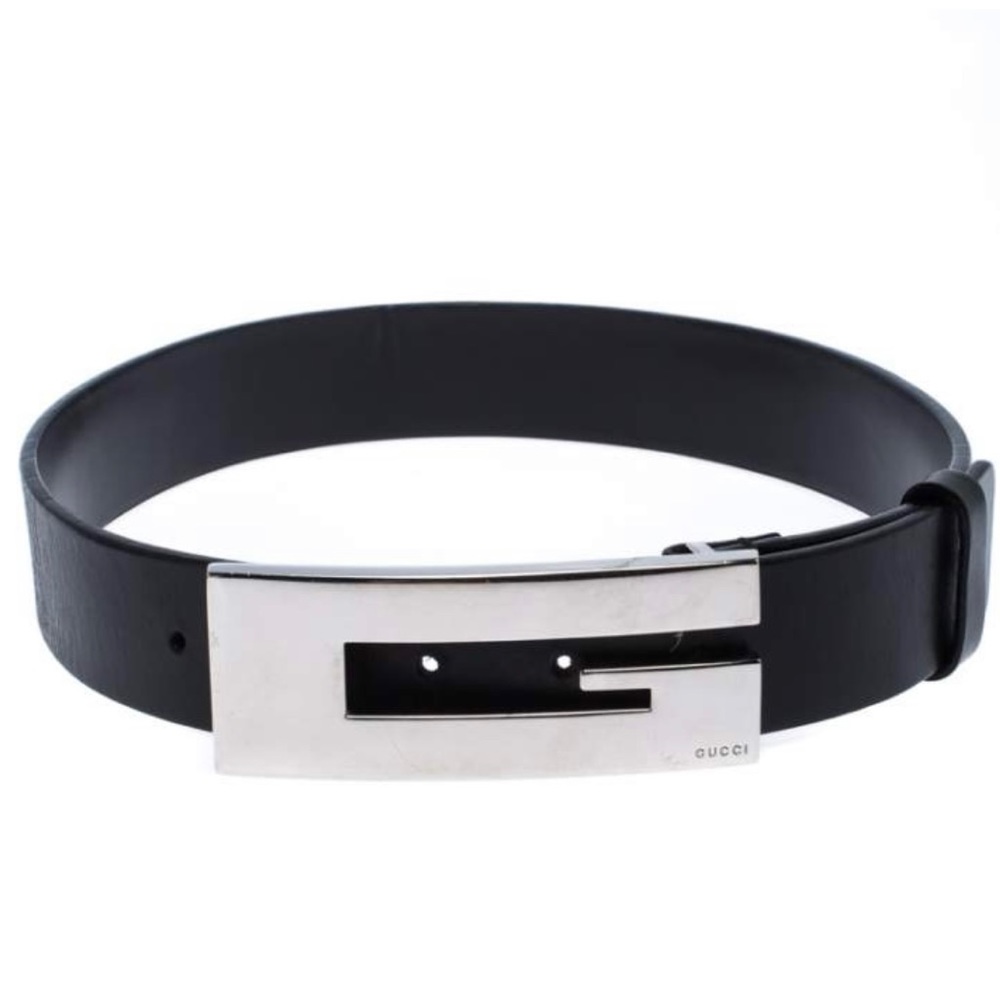 GUCCI Black Leather G Belt Size 65cm